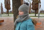 Детский комплект шарф и шапка из натуральной шерсти фото